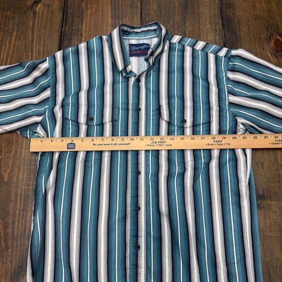 Wrangler Mens large brushpopper Short Sleeve Western striped Button Down Shirt - Picture 6 of 7